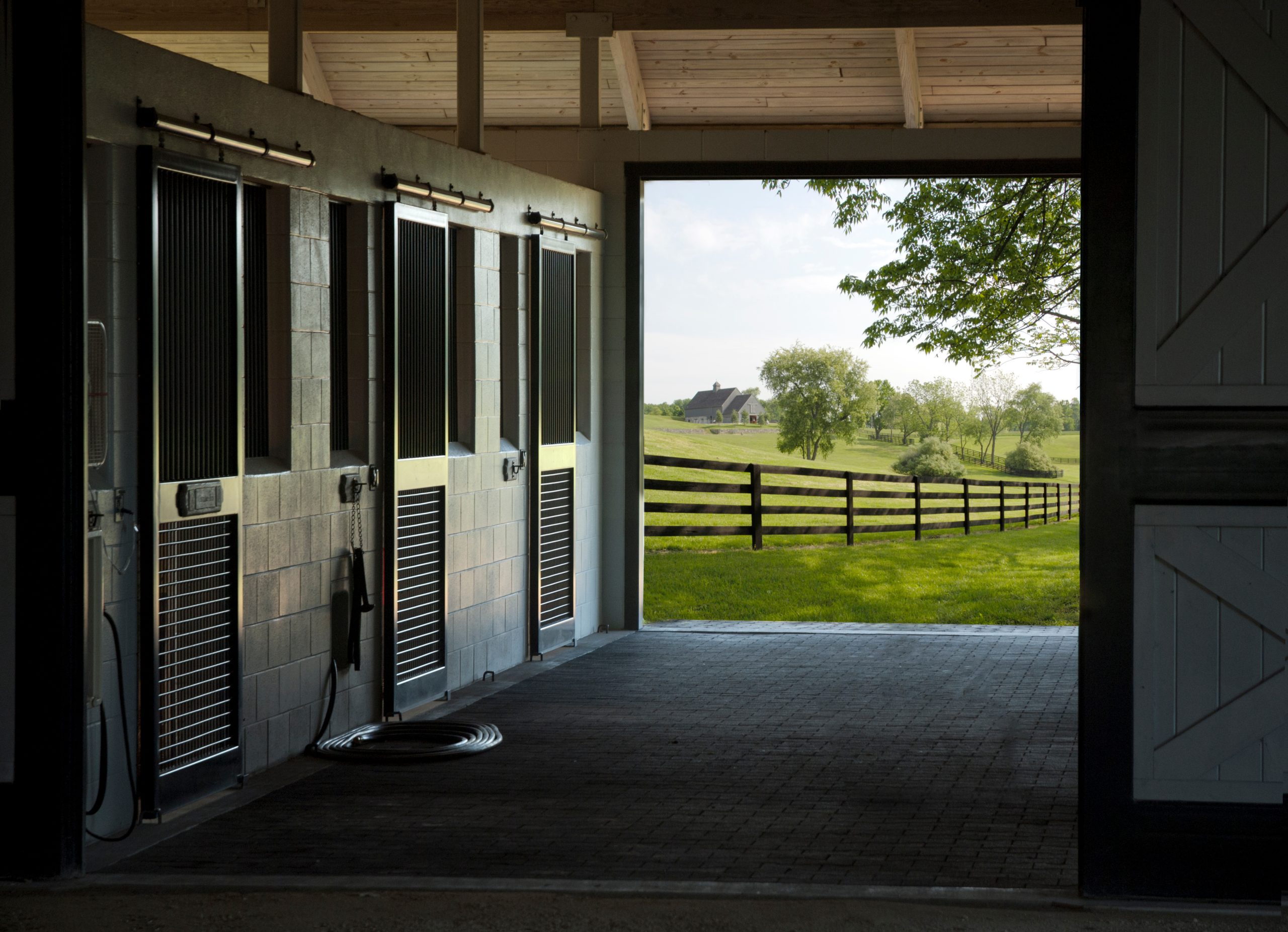 Barn entry looking out on a pasture